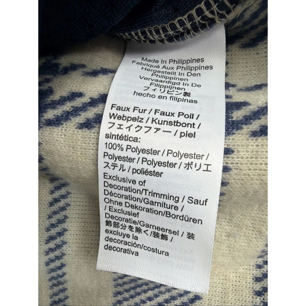 J Crew Nordic All Weather Designs Fuzzy Sherpa Fleece Jacket Women L Window Pane